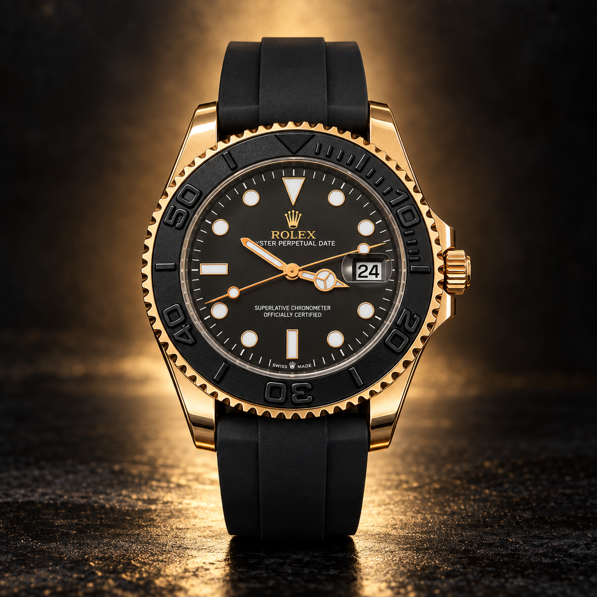 Luxury Black & Rose Gold Chronograph-Style Men’s Watch