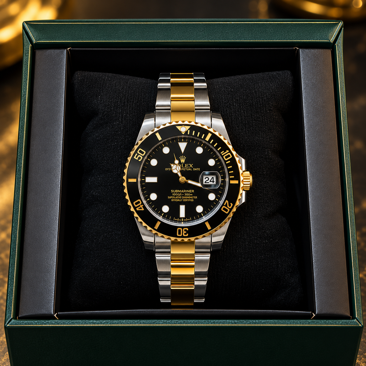 Luxury Two-Tone Black & Gold Diver-Style Men’s Watch