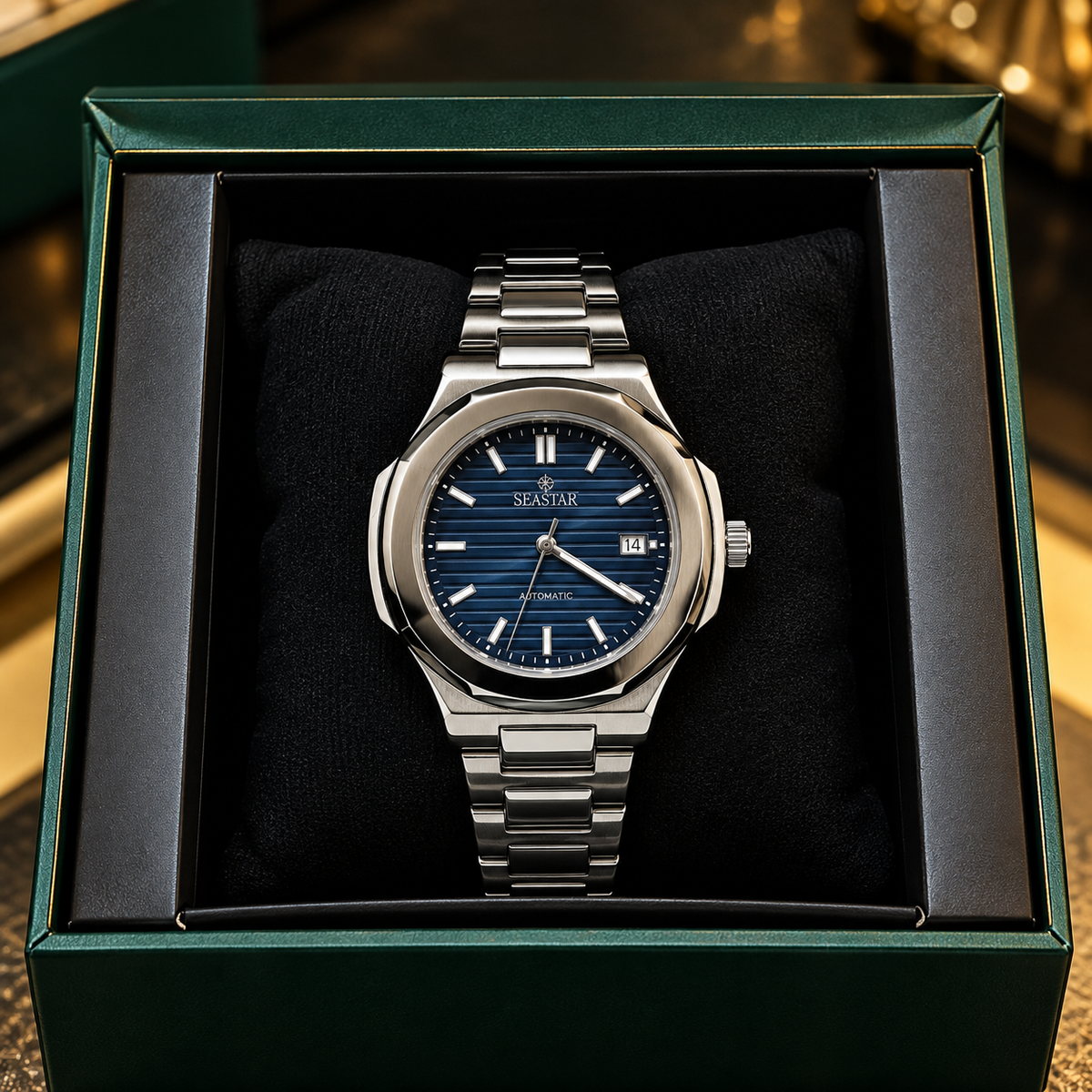 Luxury Silver Blue Dial Stainless Steel Men’s Watch