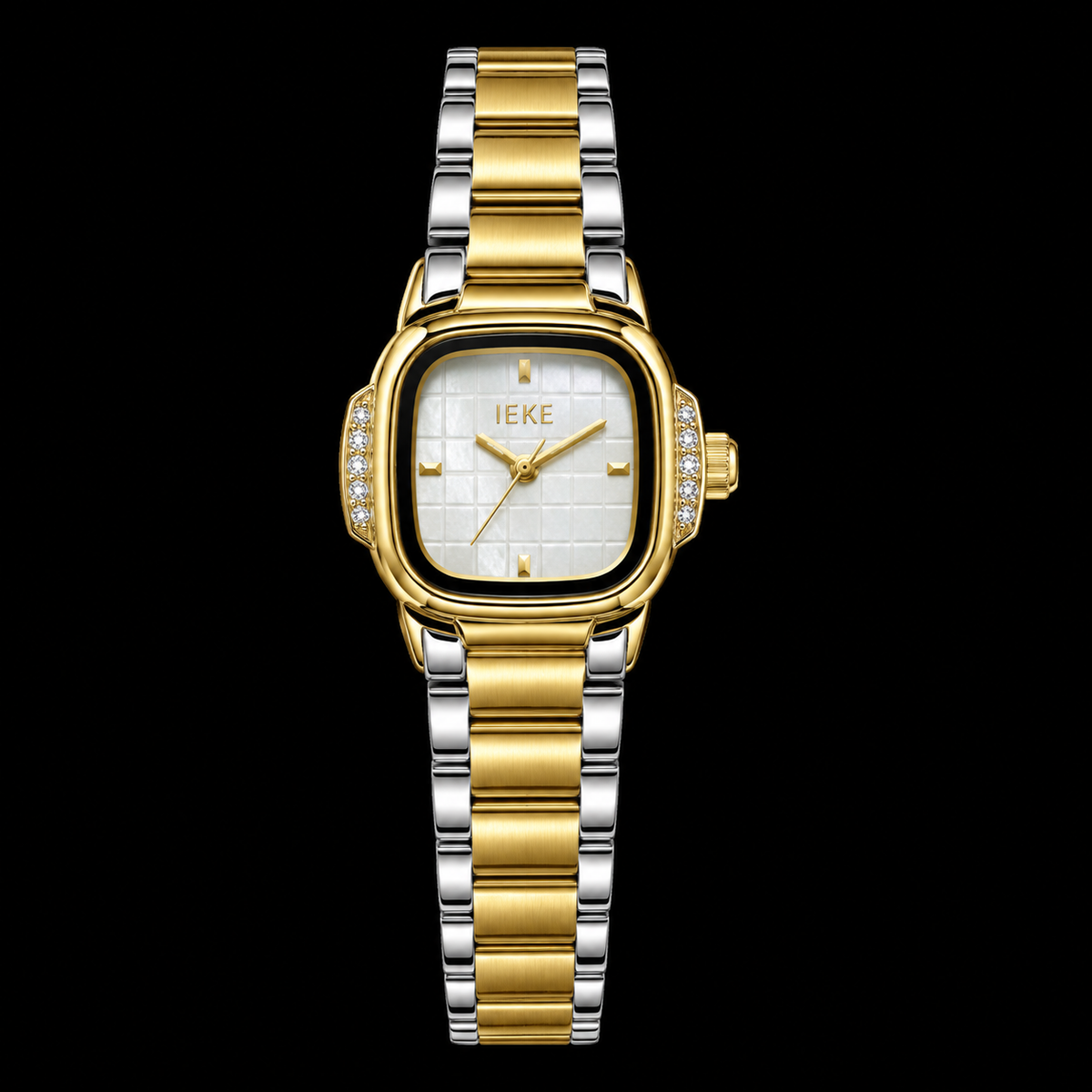 Luxury Gold & Silver Square Dial Ladies Watch – Elegant Bracelet