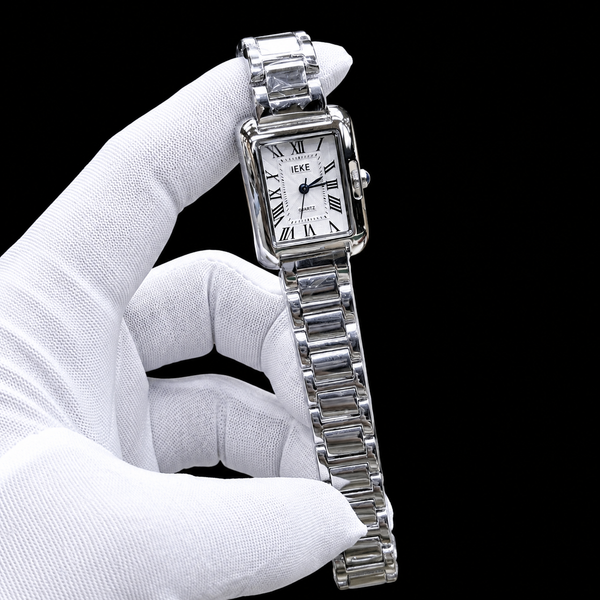 Luxury Silver Roman Numeral Square Dial Watch for Men