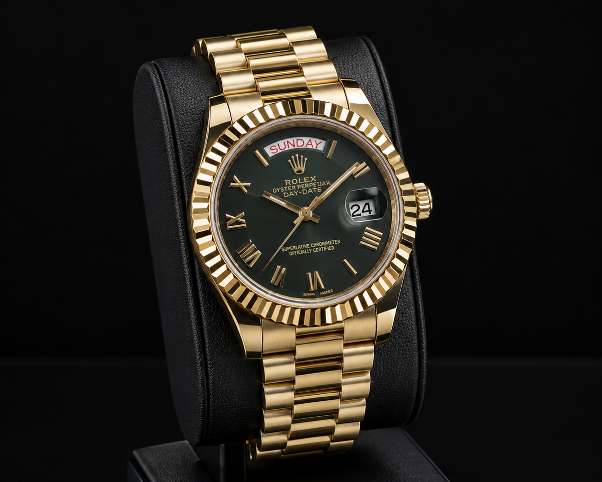 Luxury Two-Tone Date & Day Watch – Gold & Silver
