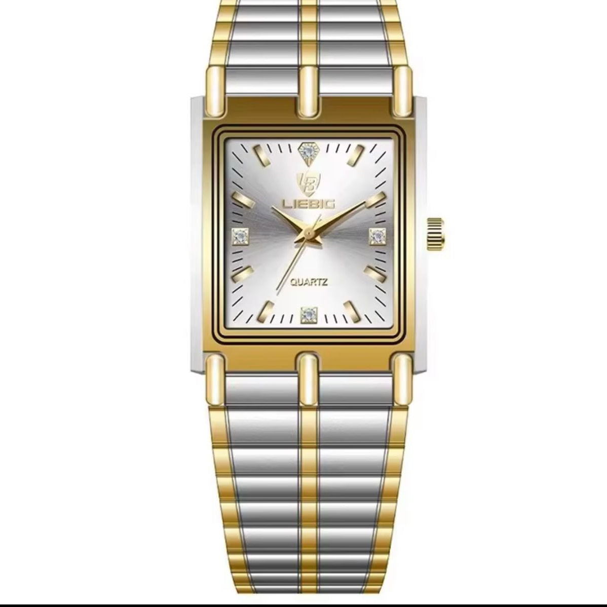 Luxury Gold & Silver Rectangular Men’s Quartz Watch