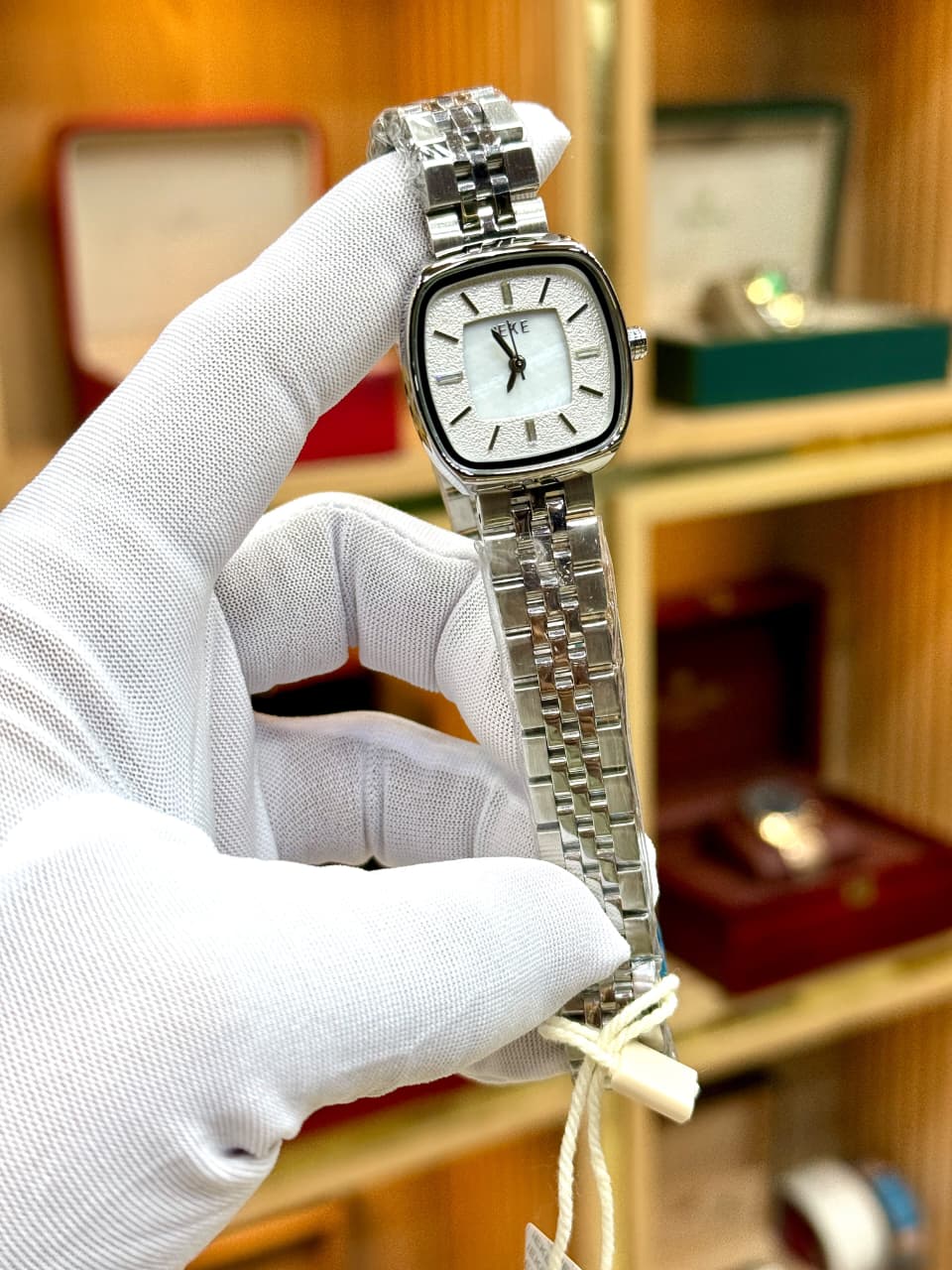 Women’s Silver Luxury Square Watch – White Dial