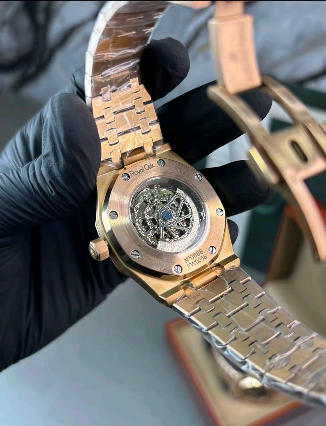 Luxury Royal Oak Style Skeleton Automatic Watch – Rose Gold